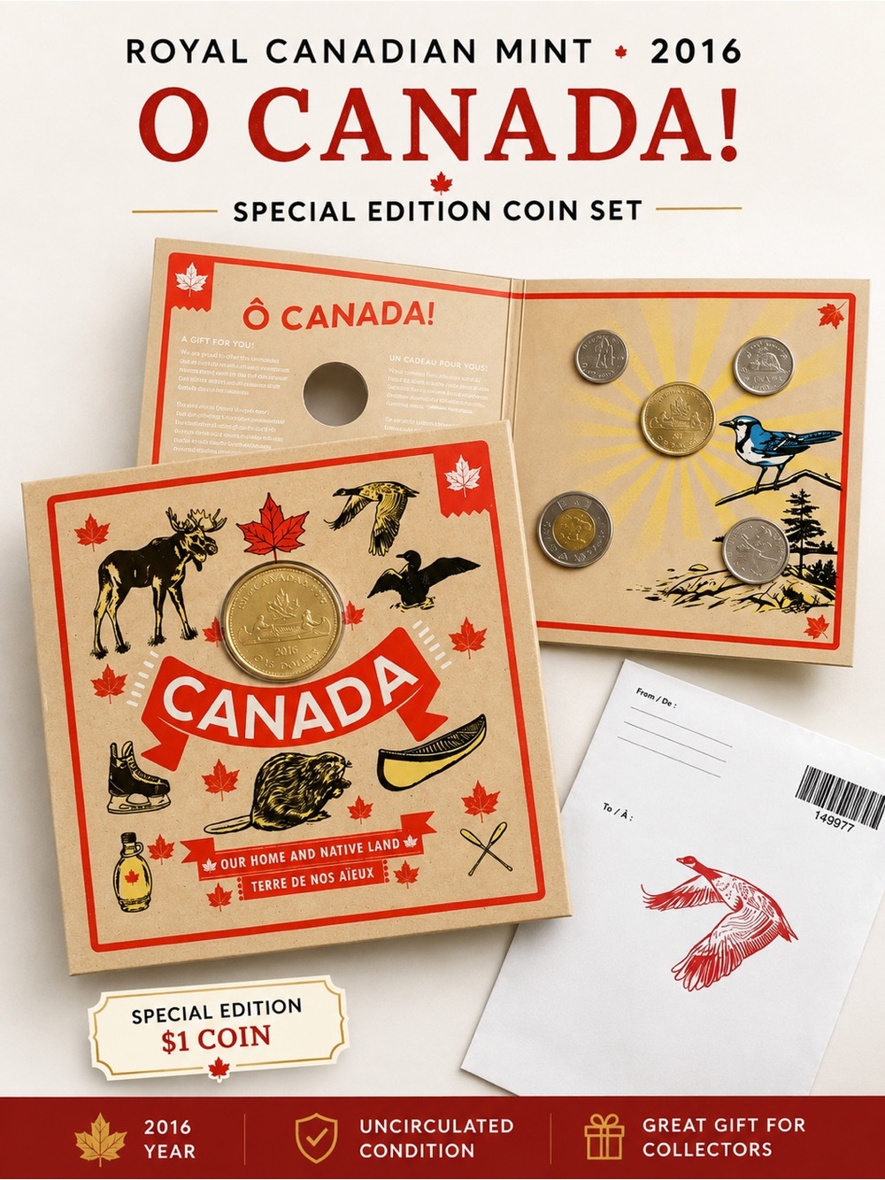 Royal Canadian Mint 2016 O Canada Coin Set Special Edition $1 Uncirculated